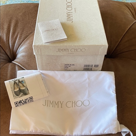 Jimmy Choo Jessie Smoke Suede Silver Block Heel Pumps - Picture 11 of 11